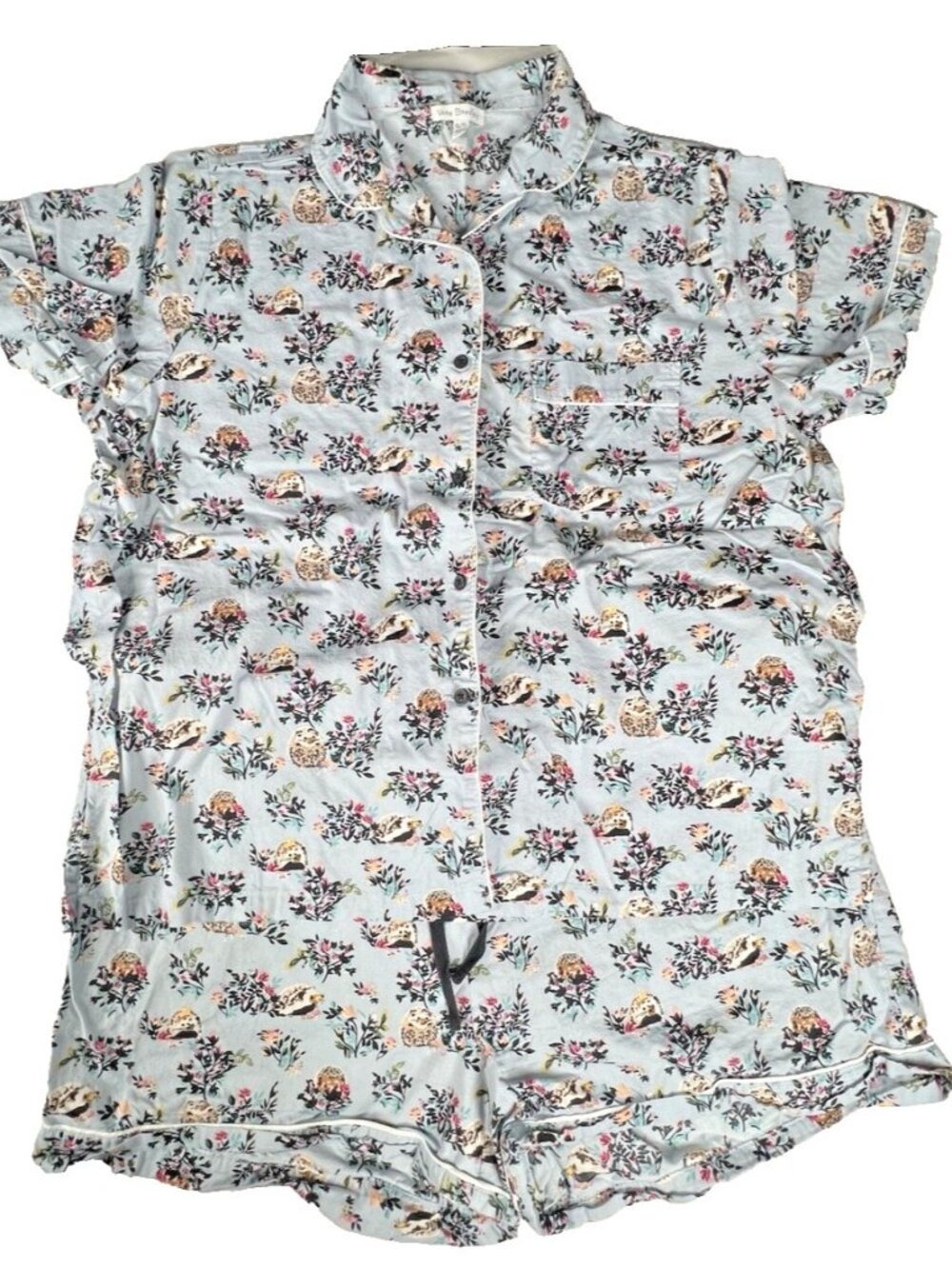 Vera Bradley Size XL Pajama 2 Piece Set Shorts & Top Hedgehog Wild 100% Cotton